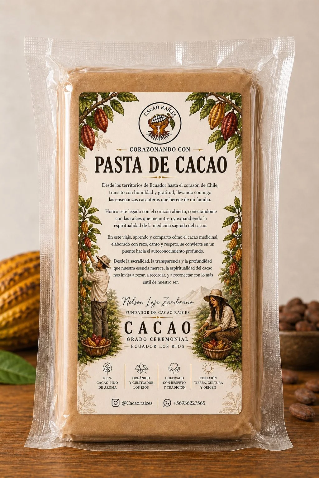 Pasta de Cacao ceremonial tradicional 500 g